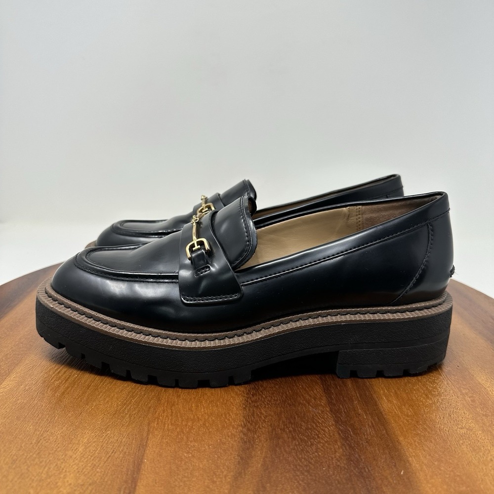 Sam Edelman Laurs Platform‎ Lug Sole Loafers Size 8.5 Black Preppy Punk - Picture 6 of 16